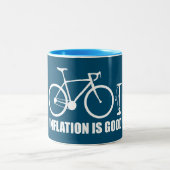 Inflation ist ein gutes Fahrrad Zweifarbige Tasse (Mittel)