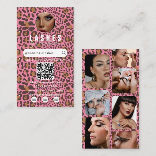 Influencer Beauty Makeup Artist Hair Leopard Print Visitenkarte (Vorne/Hinten)