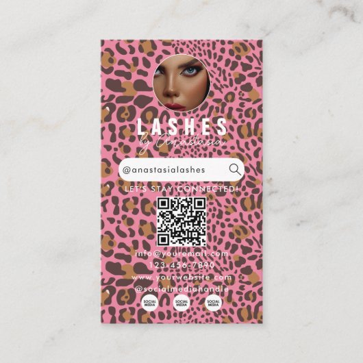 Influencer Beauty Makeup Artist Hair Leopard Print Visitenkarte (Vorderseite)