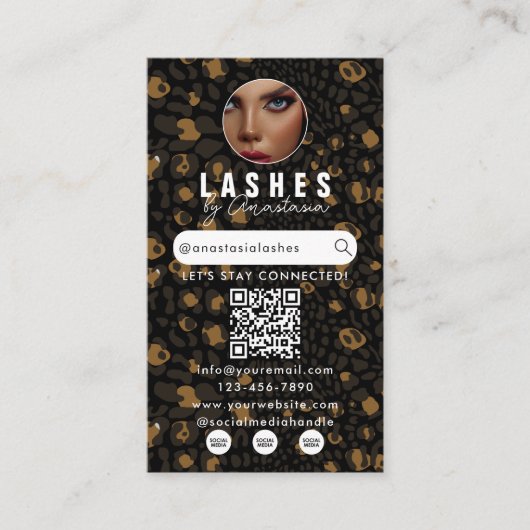 Influencer Beauty Makeup Artist Hair Leopard Print Visitenkarte (Vorderseite)
