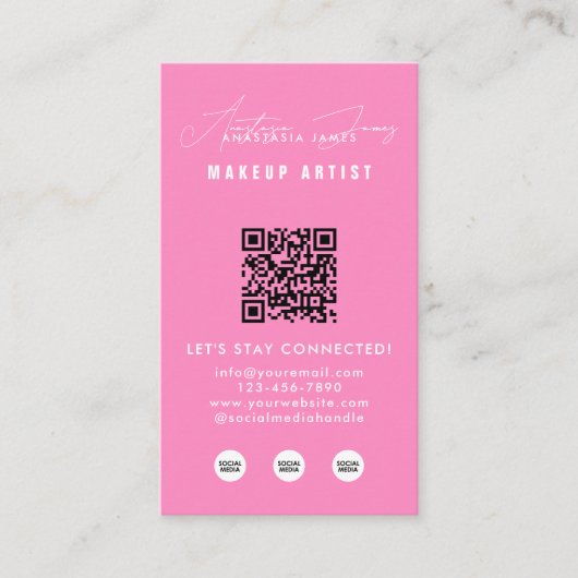 Influencer Beauty Makeup Artist Social Media Visitenkarte (Vorderseite)