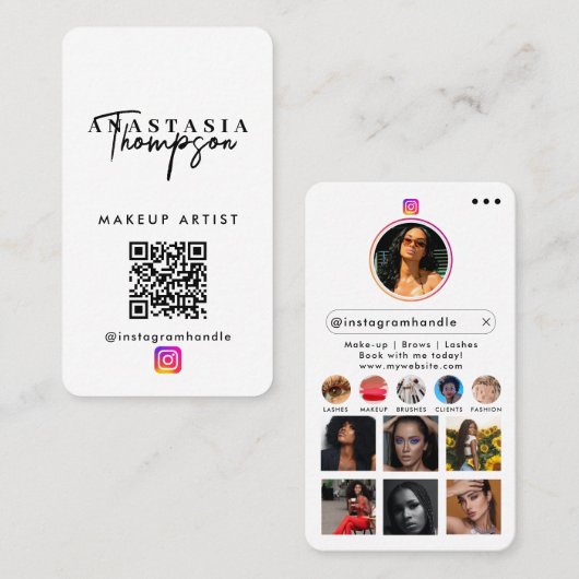 Influencer Beauty Nail Tech Social Media QR-Code Visitenkarte (Vorne/Hinten)