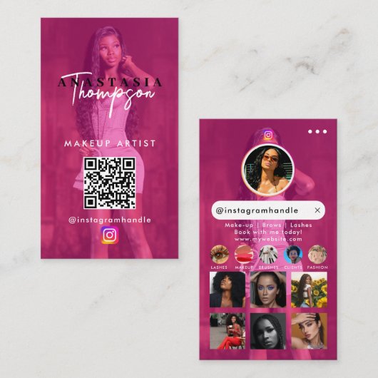 Influencer Beauty Nail Tech Social Media QR-Code Visitenkarte (Vorne/Hinten)