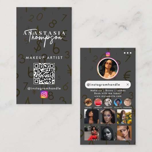 Influencer Beauty Nail Tech Social Media QR-Code Visitenkarte (Vorne/Hinten)