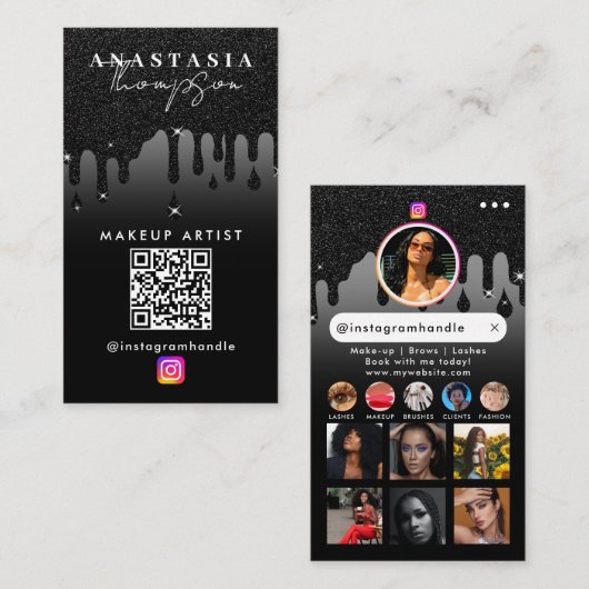 Influencer Beauty Nail Tech Social Media QR-Code Visitenkarte (Vorne/Hinten)
