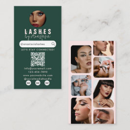 Influencer Beauty Salon Lashes Photos Green Pink  Visitenkarte