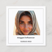 Influencer Blogger Custom QR & Foto Quadratische Visitenkarte (Vorderseite)
