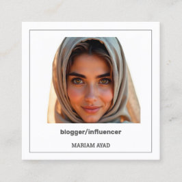 Influencer Blogger Custom QR & Foto Quadratische Visitenkarte