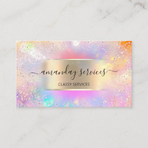 Influencer Blue Gold Tropfen Gold Holographic Pink Visitenkarte
