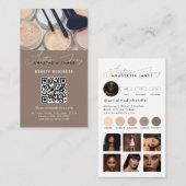 Influencer Esthetician Social Media QR Code Beige Visitenkarte (Vorne/Hinten)