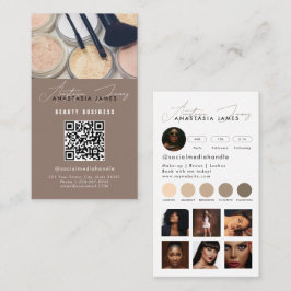 Influencer Esthetician Social Media QR Code Beige Visitenkarte