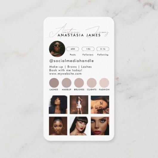 Influencer Esthetician Social Media QR Code White Visitenkarte (Rückseite)