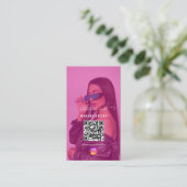 Influencer-Foto Fütterte Social Media QR-Code Girl Visitenkarte (Stehend Vorderseite)