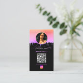 Influencer-Foto Fütterte Social Media QR-Code Lila Visitenkarte (Stehend Vorderseite)