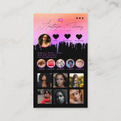 Influencer-Foto Fütterte Social Media QR-Code Lila Visitenkarte (Rückseite)