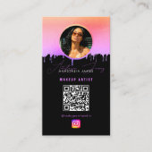 Influencer-Foto Fütterte Social Media QR-Code Lila Visitenkarte (Vorderseite)