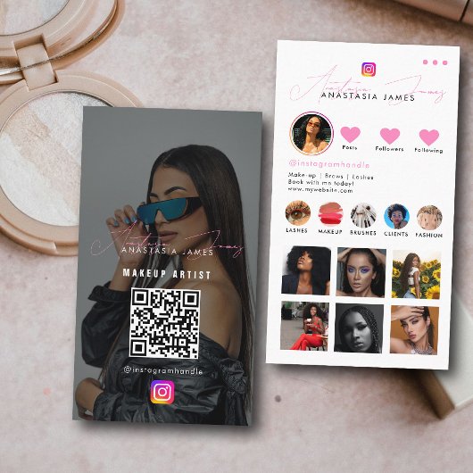 Influencer-Foto Füttre Girly Social Media QR-Code Visitenkarte