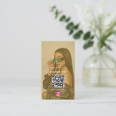 Influencer-Foto Füttre Social Media QR-Code Gold Visitenkarte (Stehend Vorderseite)