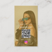 Influencer-Foto Füttre Social Media QR-Code Gold Visitenkarte (Vorderseite)