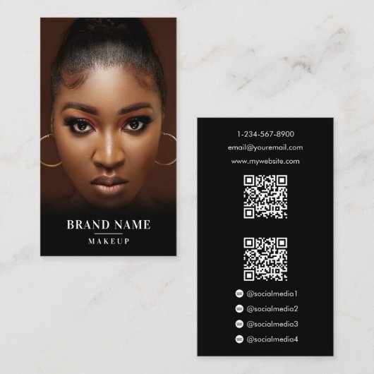 Influencer Foto Social Media Beauty 2 QR Codes Visitenkarte (Vorne/Hinten)
