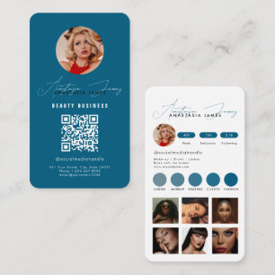 Influencer Füttre Grid Social Media QR Code Blue Visitenkarte