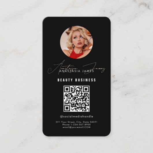 Influencer Füttre Grid Social Media QR Code Busine Visitenkarte (Vorderseite)