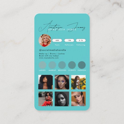 Influencer Füttre Grid Social Media QR Code Busine Visitenkarte (Rückseite)