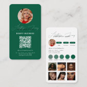 Influencer Füttre Grid Social Media QR Code Green Visitenkarte (Vorne/Hinten)