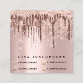 Influencer Makeup Tropfen Glitzer Rose Schokolade Quadratische Visitenkarte (Vorderseite)