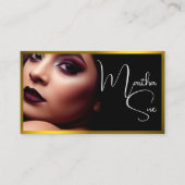 Influencer Model Yellow Black Foto QR-Code Visitenkarte (Vorderseite)