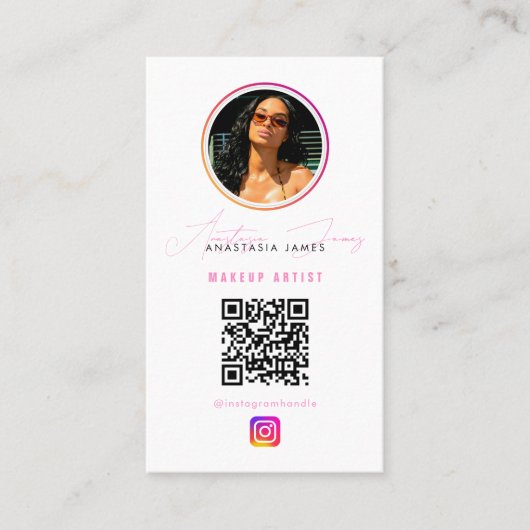 Influencer Photo Feed Grid Social Media QR Code Visitenkarte (Vorderseite)