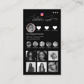 Influencer Photos Black White Social Media QR Code Visitenkarte (Rückseite)