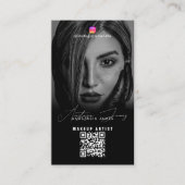 Influencer Photos Black White Social Media QR Code Visitenkarte (Vorderseite)