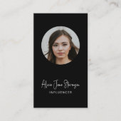 Influencer QR Code Social Media Foto schwarz Visitenkarte (Vorderseite)