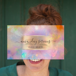 Influenza Blue Gold Tropfen Gold Holografie Visitenkarte