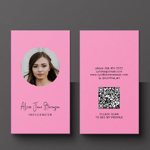 Influenzarektor QR-Code Social Media Foto pink Visitenkarte