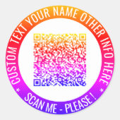Info-Aufkleber für QR-Code mit benutzerdefiniertem Runder Aufkleber (Vorderseite)