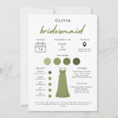 Info-Card für moderne Bridesmaid-Brautpartys Einladung (Vorderseite)