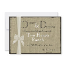 Info-Card für Rustic Burlap- und Bow-Empfang