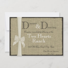 Info-Card für Rustic Burlap- und Bow-Empfang Einladung
