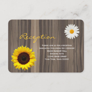 Info-Card für Rustic Wood Sunflower & Daisy Empfan Begleitkarte