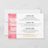 INFO DETAILS fett gebackener Block modernes Korall RSVP Karte (Vorderseite)