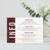 INFO DETAILS Fettblock Modernes Rotmarogold RSVP Karte (Stehend Vorderseite)