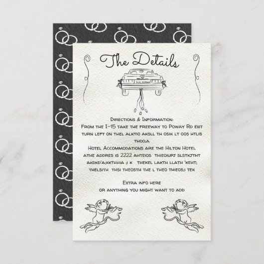 Info-Karte für den handgezogenen Cherub Cupid Einladung (Vorne/Hinten)