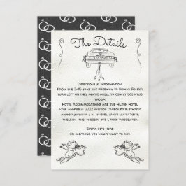 Info-Karte für den handgezogenen Cherub Cupid Einladung