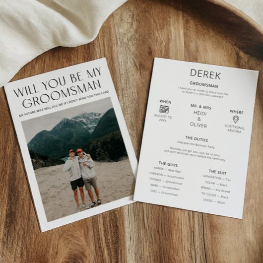 Info-Karte für den Trauzeuge "Minimal Foto Request Einladung