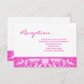 Info-Karte für den weißen Empfang (Hot Pink Lace) Einladung (Vorne/Hinten)
