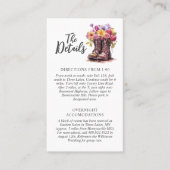 Info-Karte für die Hochzeitstiefel der Rustikalen  Visitenkarte (Vorderseite)