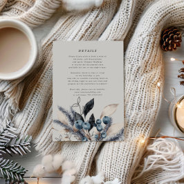 Info-Karte für Frosty Winter Floral Wedding Begleitkarte