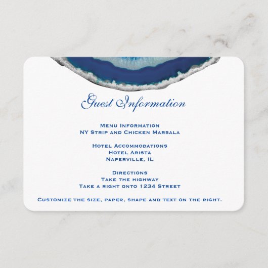 Info-Karte für Hochzeiten in Navy Blue | Achat Begleitkarte (Vorderseite)